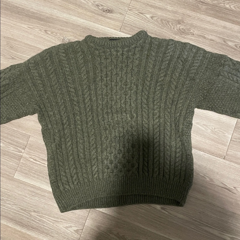 Vintage Olive Green Sweater Peregrine English Wool Cableknit